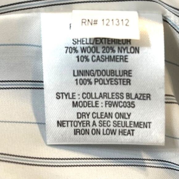 Gryphon New York Collarless Blazer Wool Cashmere Black Sz Small Beaded Detailing - Picture 10 of 10